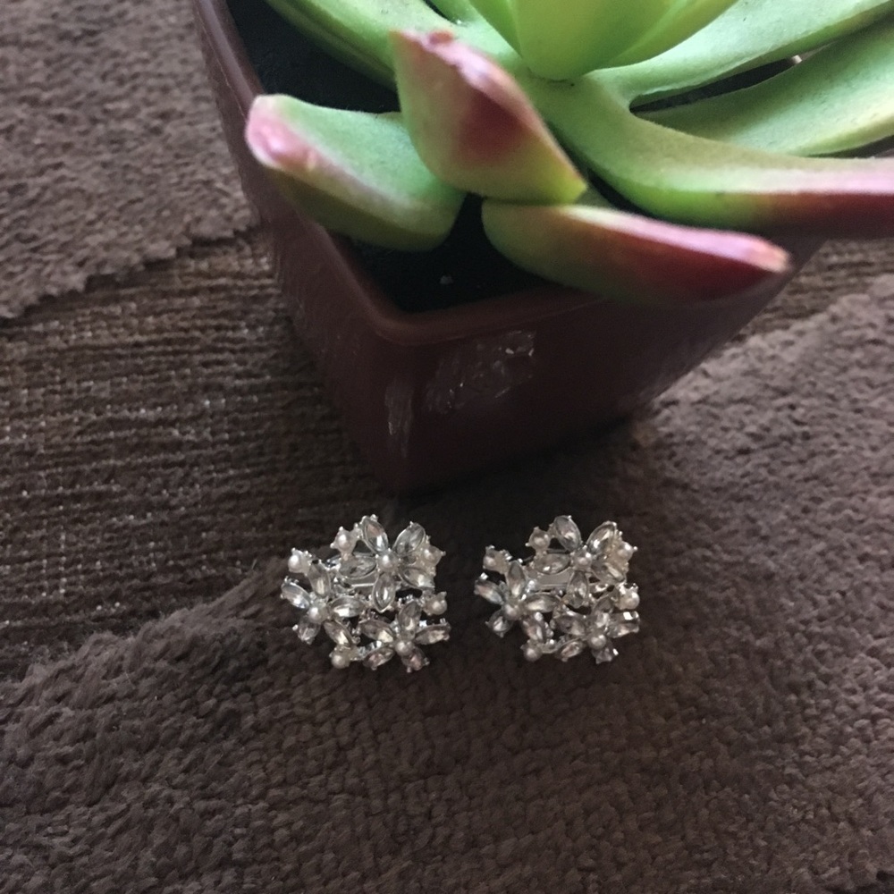 Silver Flower Cluster Earrings